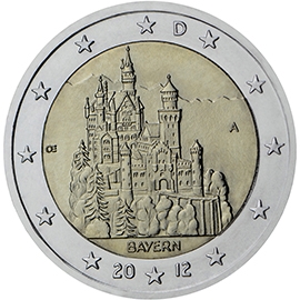 2 ΕΥΡΩ 2012 Germany Neuschwanstein Castle (Bavaria) J