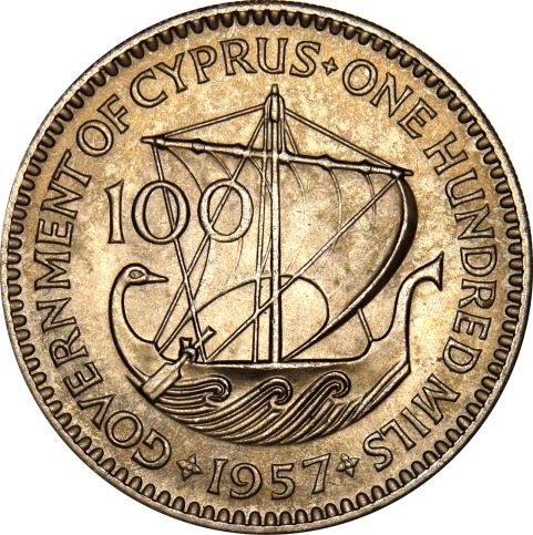 Κύπρος Cyprus 100 Mils 1957 Με Θήκη Και Πιστοποιητικό