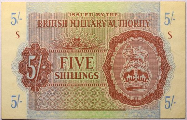 5 Shillings British Military Authority 1944.  (Κωδ. 3840)