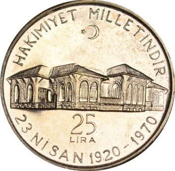 Turkey 25 Lira 1970 National Assembly