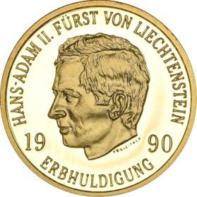 Liechtenstein Χρυσό Νόμισμα 50 Francs 1990