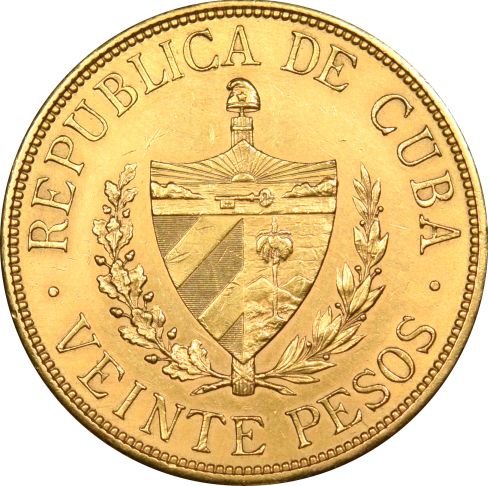 Κούβα Χρυσό Νόμισμα 20 Pesos 1915