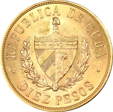 Κούβα Χρυσό Νόμισμα 10 Pesos 1916