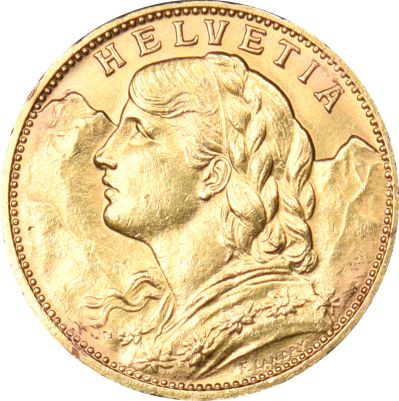 Ελβετία Χρυσό Νόμισμα 20 Francs 1913