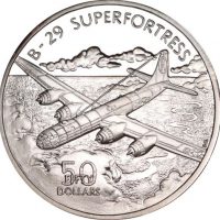 Marshall Islands 50 Dollars B-29 Superfortress 1991 Silver 1 Oz Ασημένια Ουγκιά
