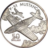 Marshall Islands 50 Dollars P51 Mustang Silver 1 Oz Ασημένια Ουγκιά