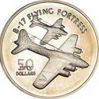 Marshall Islands 50 Dollars B17 Flying Fortess Silver 1 Oz Ασημένια Ουγκιά