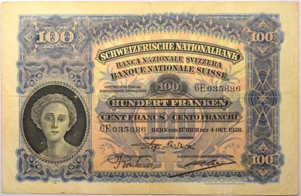 Χαρτονόμισμα Ελβετία Switzerland 100 Francs 1928