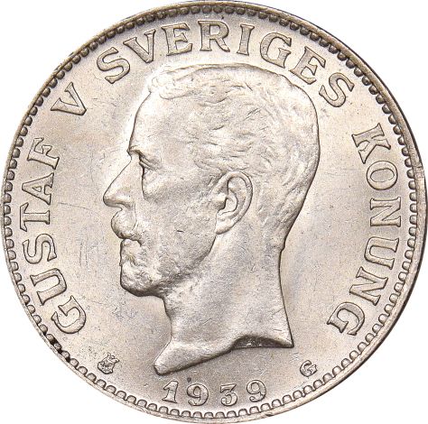Σουηδία Sweden 1 Krona 1939 Gustaf V Uncirculated