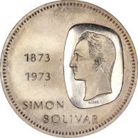 Βενεζουέλα Venezuela 10 Bolivares 1973 Silver Simon Bolivar