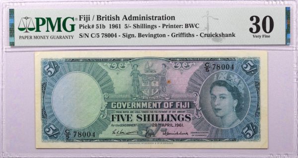 Νησιά Φίτζι Fiji 5 Shillings 1961 PMG VF30