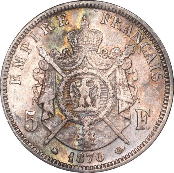 Γαλλία France 5 Francs 1870 Silver