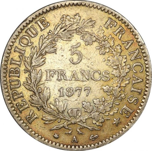 Γαλλία France 5 Francs 1877 Silver