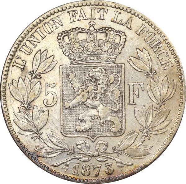 Βέλγιο Belgium 5 Francs 1873 Silver