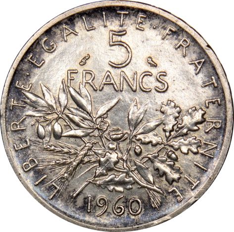 Γαλλία France 5 Francs 1960 Silver