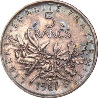 Γαλλία France 5 Francs 1961 Silver