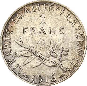 Γαλλία France 1 Franc 1916 Silver