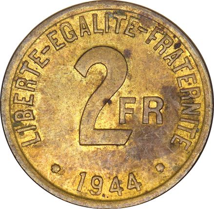 Γαλλία France 2 Francs 1944 Uncirculated