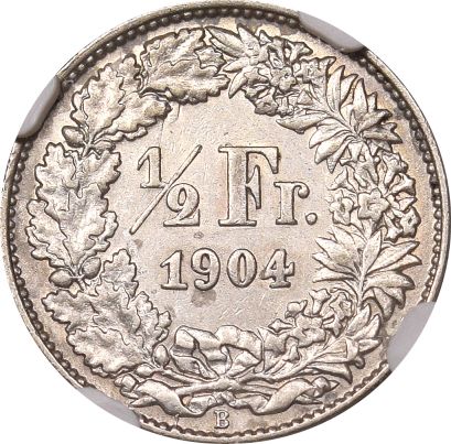 Ελβετία Switzerland 1/2 Franc 1904 NGC AU50 Rare Grade