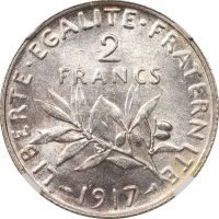 Γαλλία France 2 Francs 1917 NGC MS62 Uncirculated