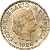 Ελβετία Switzerland 5 Rappen 1929B NGC MS63 Star