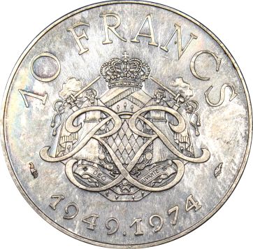 Μονακό Monaco 10 Francs 1974 Silver Rainier III Essai