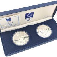 Σετ Δύο Ασημένιων Νομισμάτων 10 Ευρώ Αθήνα 2004 Με Κουτί