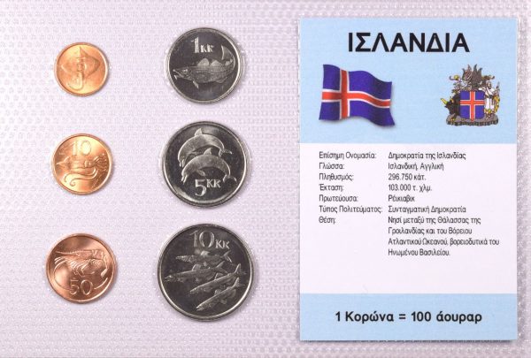 Ισλανδία Σετ Ακυκλοφόρητων Νομισμάτων Σε Μπλίστερ