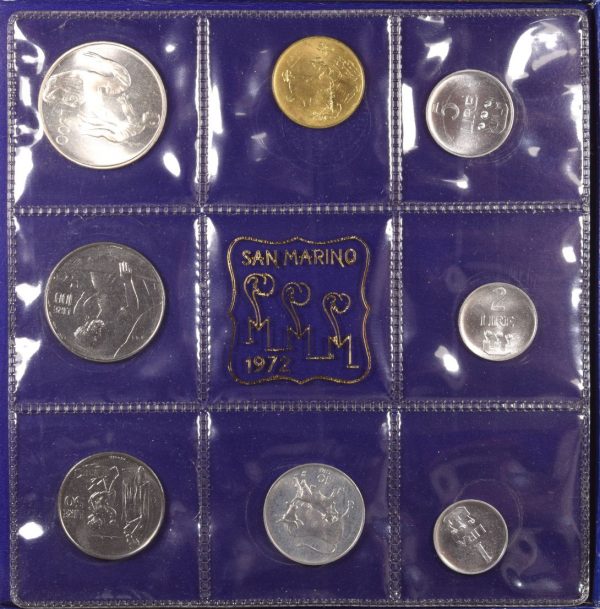 San Marino 1972 8 Uncirculated Coin Mint Set In Box