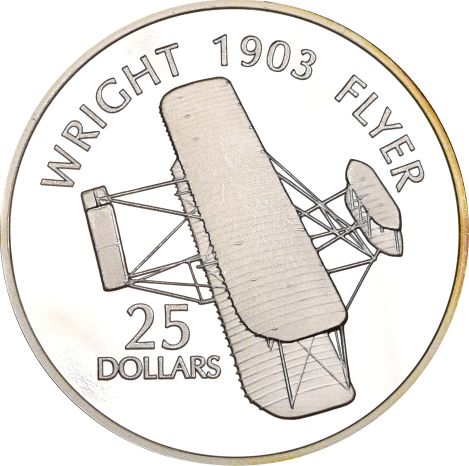 Solomon Islands Silver 1 Oz 25 Dollars 1973 Wright Flyer 1903