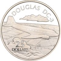 Solomon Islands Silver 1 Oz 25 Dollars 1973 Douglas DC3