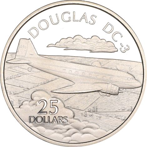 Solomon Islands Silver 1 Oz 25 Dollars 1973 Douglas DC3