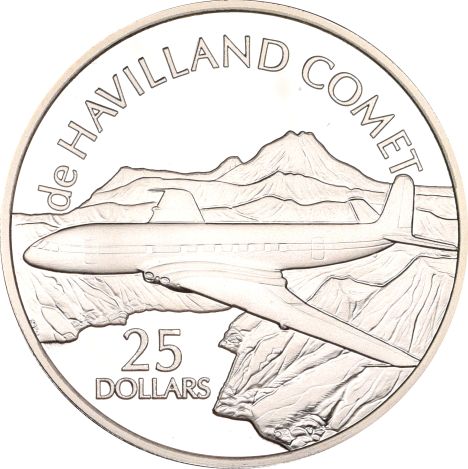 Solomon Islands Silver 1 Oz 25 Dollars 1973 De Havilland Comet