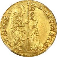 Italy Venice Gold Zecchino Marcantonio Giustinian 1684-1688 NGC MS61