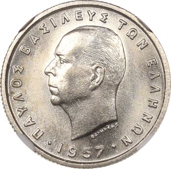 Ελλάδα Νόμισμα Παύλος 50 Λεπτά 1957 NGC MS64