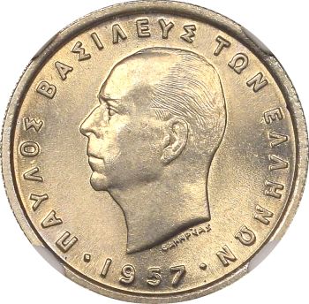 Ελλάδα Νόμισμα Παύλος 50 Λεπτά 1957 NGC MS65