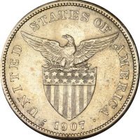 Φιλιππίνες Philippines USA Administration 1 Peso 1907 Silver