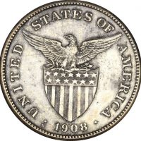 Φιλιππίνες Philippines USA Administration 1 Peso 1908 Silver