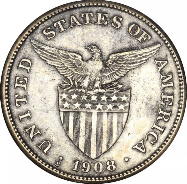 Φιλιππίνες Philippines USA Administration 1 Peso 1908 Silver