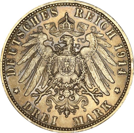 Γερμανία Germany 3 Mark 1914 Silver High Grade
