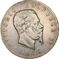 Ιταλία Italy 5 Lira 1875 Vitorio Emanuele II