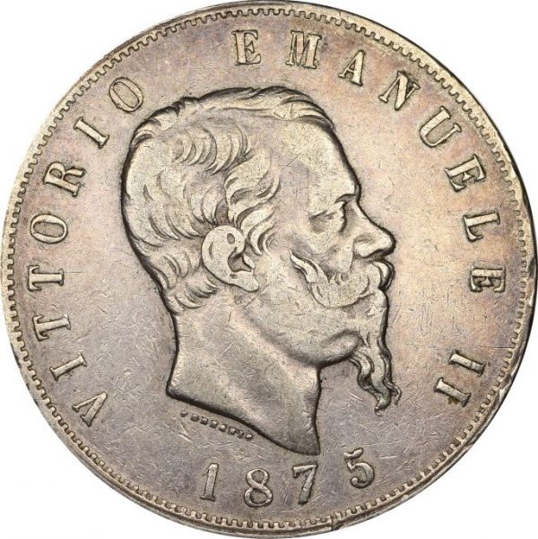 Ιταλία Italy 5 Lira 1875 Vitorio Emanuele II