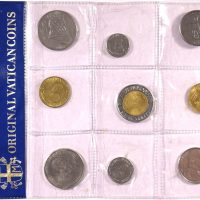 Vatican Souvenir Set Uncirculated 9 Piece Lire Coins Pope John Paul II