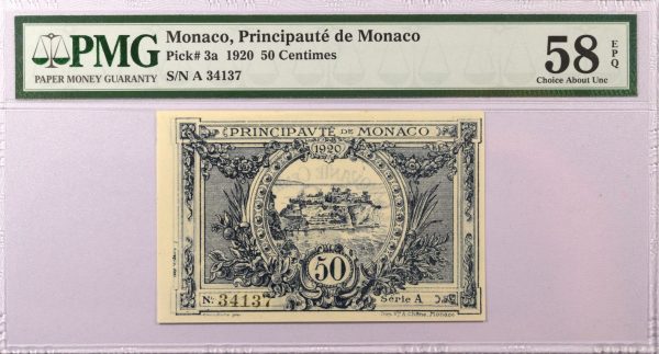 Μονακό Monaco 50 Centimes 1920 PMG 58EPQ