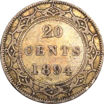 Καναδάς Canada Newfoundland 20 Cents 1874 Silver