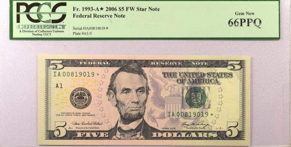 Ηνωμένες Πολιτείες United States 5 Dollars 2006 Star Note PCGS 66PPQ