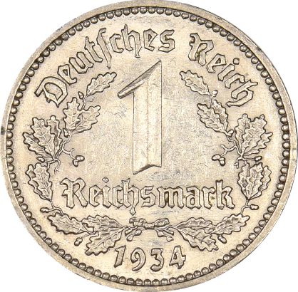 Γερμανία Germany 1 Reichsmark 1934A High Grade