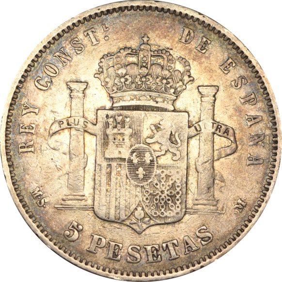 Ισπανία Spain 5 Pesetas 1884 Silver