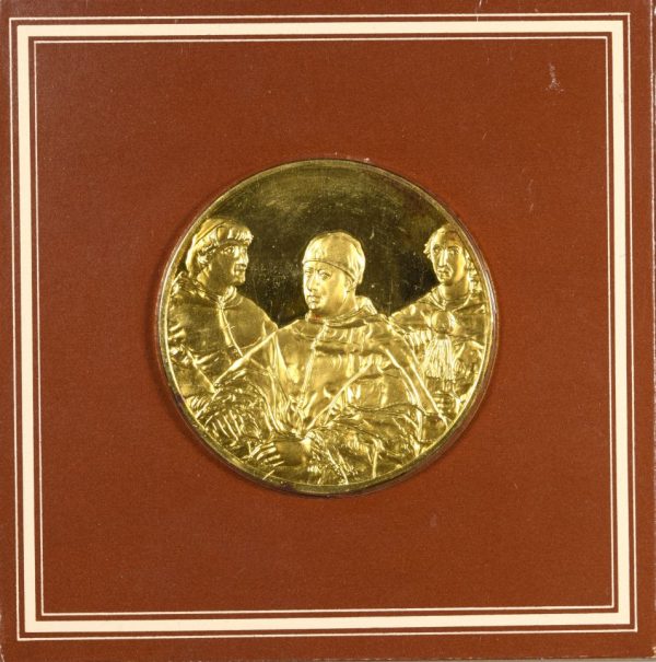 Franklin Mint Gold Plated Medal Portrait of Leo X And Two Cardinals By Raphael