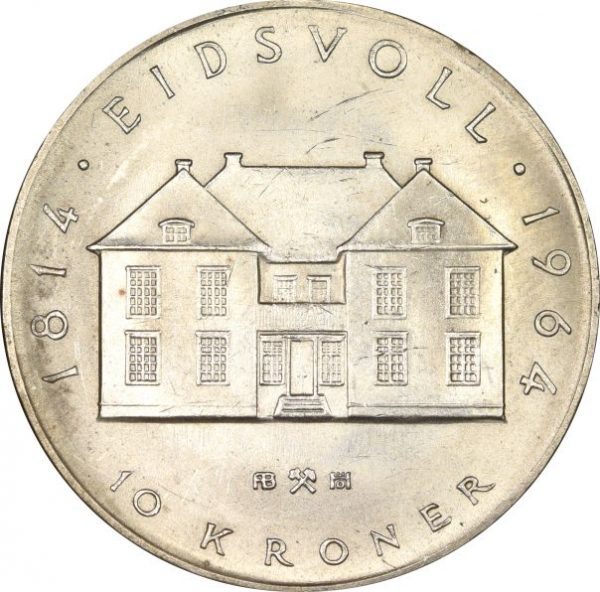 Νορβηγία Norway 10 Kroner 1964 Silver Eidsvoll 1814